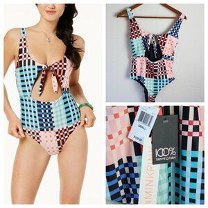 Minkpink Penelope Cutout One Piece Bikini Swimsuit Colorblock Pink Small NWT